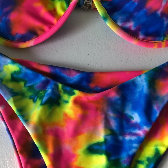 Swimsuit Shein, Tie Dye, 2pcs bikini Fashion Beach - Picture 3 of 6